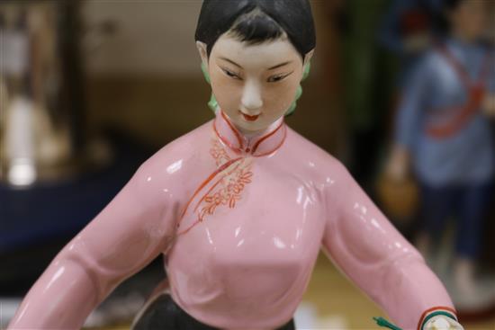 Four Chinese cultural revolution porcelain figures Largest 40cm.